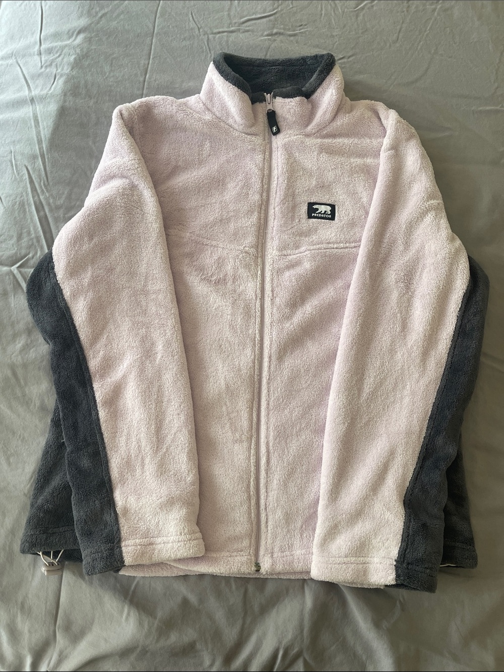 Women’s Polar Fleece Zip Jacket — Light Pink with Charcoal Panels